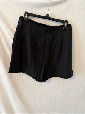 Madewell Black High-Rise Tailored Linen-Blend Shorts